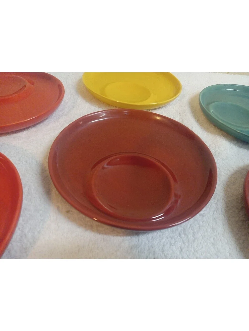 Set Of 6 Culinary Arts Mariachi Assorted Colored Small Plates With Dip Section